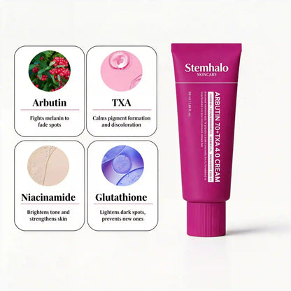 Stemhalo Alpha Arbutin+TXA Brightening Cream | Rapidly Fade Freckles, Acne Scars & Melasma, Reveal Luminous Glass Skin