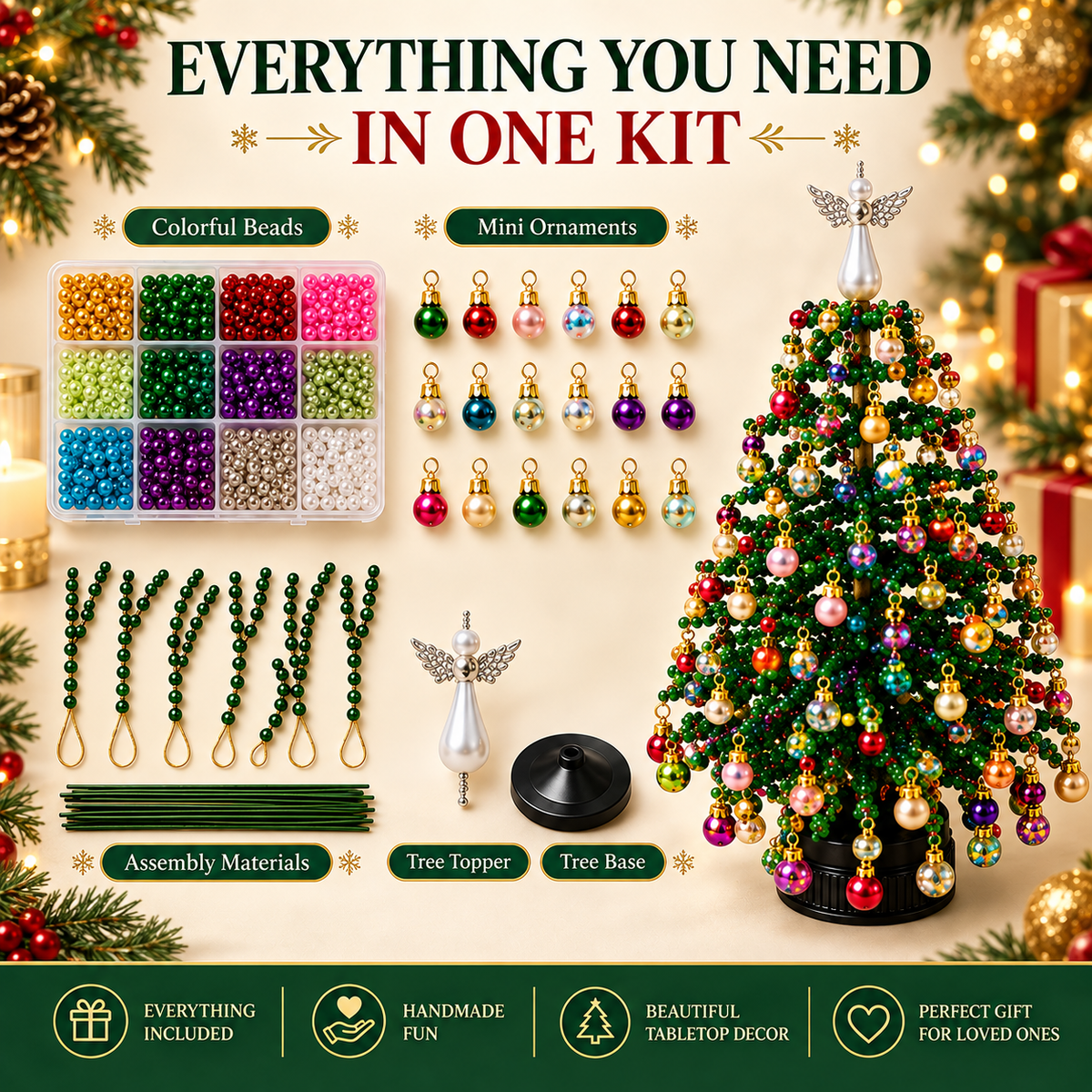 🌟 50% OFF Beaded Christmas Tree DIY Kit 🎄 Make Your Own Festive Keepsake This Holiday