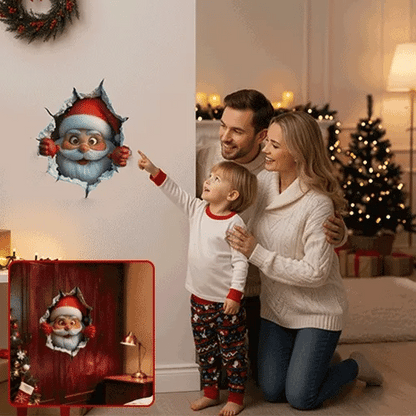 🎅 3D Santa Christmas Wall Decal | Festive Holiday Decor