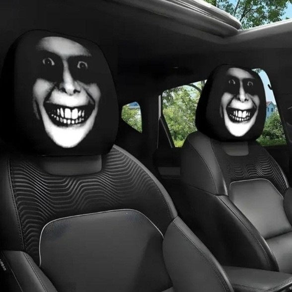 👻 Glowing-Eye Ghost Car Headrest Covers – Universal Scary Seat Protectors