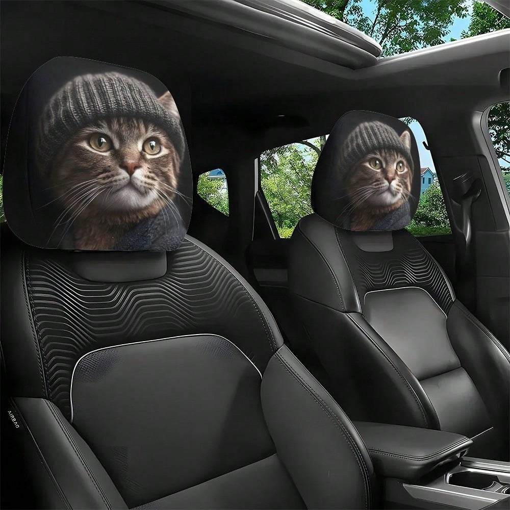 👻 Glowing-Eye Ghost Car Headrest Covers – Universal Scary Seat Protectors