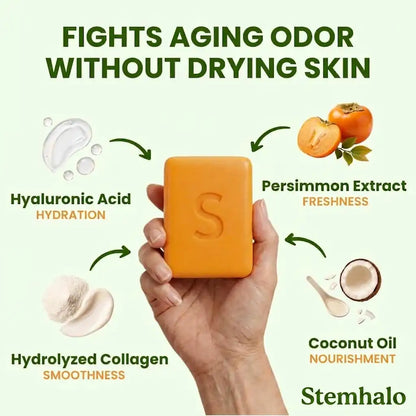 Stemhalo Deodorizing Persimmon Soap |Target Age-Related Skin Odor At The Source