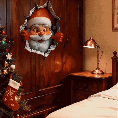🎅 3D Santa Christmas Wall Decal | Festive Holiday Decor