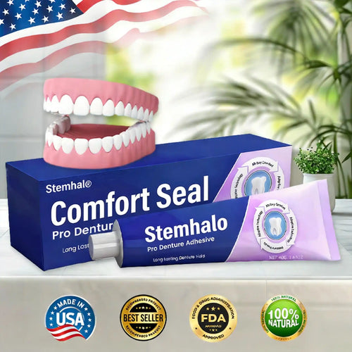 Stemhalo Comfort Seal Pro Denture Adhesive, 96-Hour Hold, Zinc-Free, FDA Certified