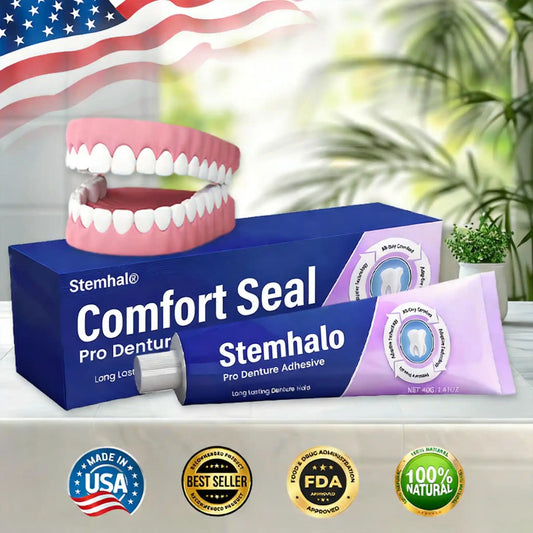 Stemhalo Comfort Seal Pro Denture Adhesive, 96-Hour Hold, Zinc-Free, FDA Certified