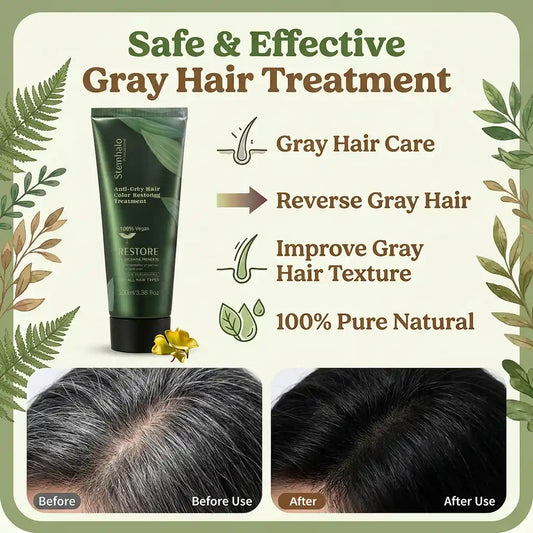 Stemhalo Anti Grey Restoring Treatment | Reverse Greys, Repair Dry Hair & Grow New Dark Hair