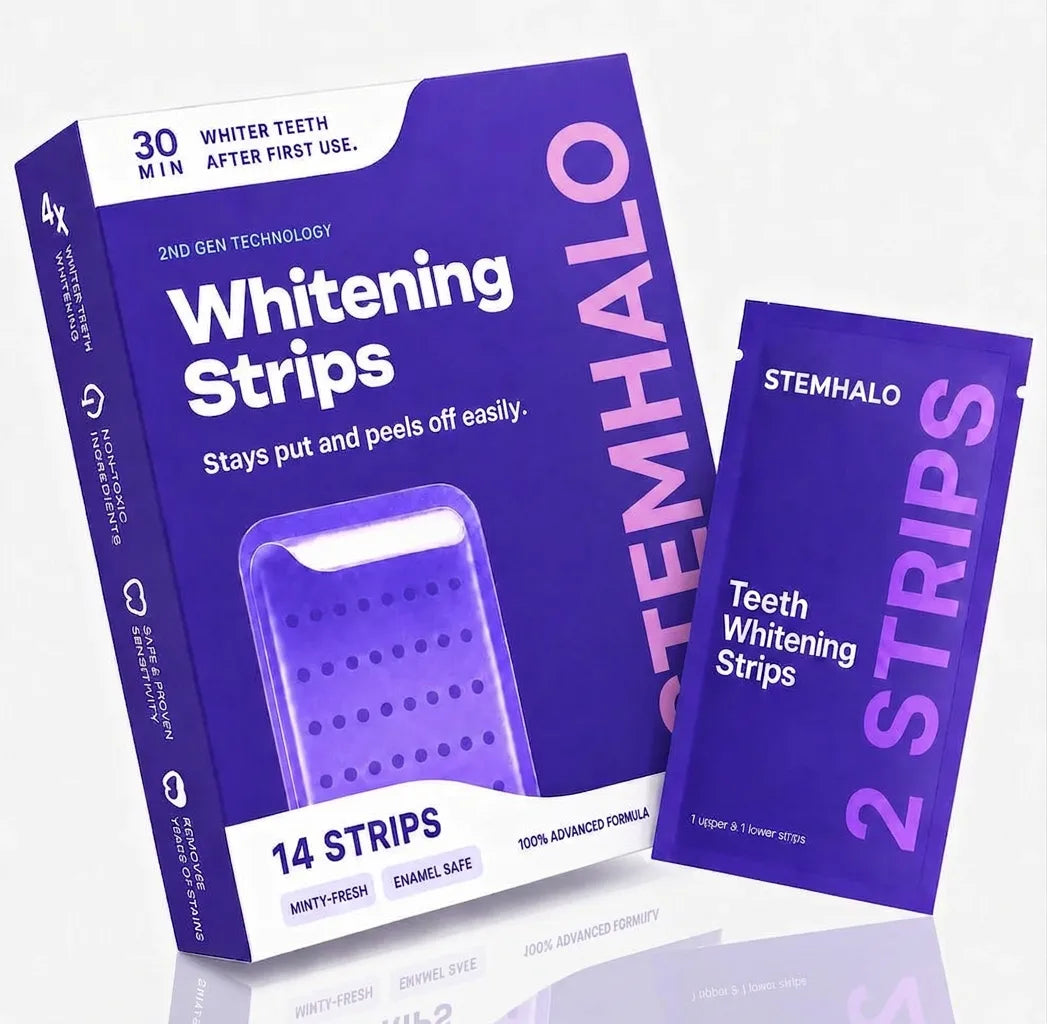 Stemhalo™🔥V34 Purple Whitening Strips, Instant Yellow Teeth Brightening