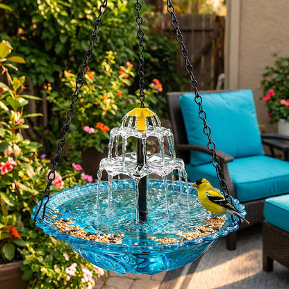 🔥💐SPRING DAY SALE- ONLY 💲23.99!⚡50K+ SOLD!🐦Solar Cascade Hanging Bird Bath Fountain