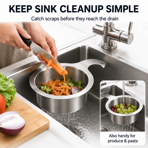 🧺 SAVE 60% Hanging Sink Drain Basket 💧 Catch Scraps & Drain Water Fast