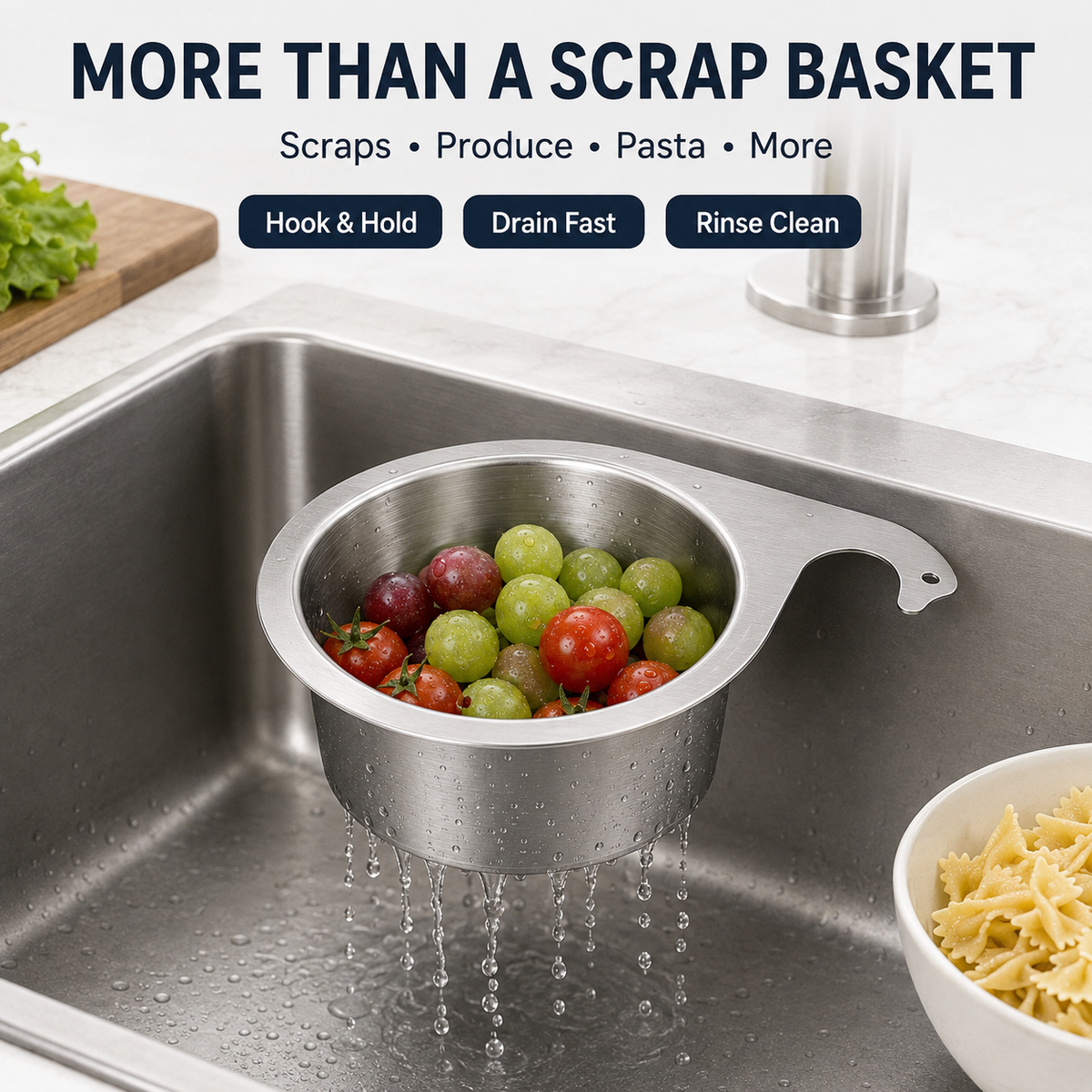 🧺 SAVE 60% Hanging Sink Drain Basket 💧 Catch Scraps & Drain Water Fast