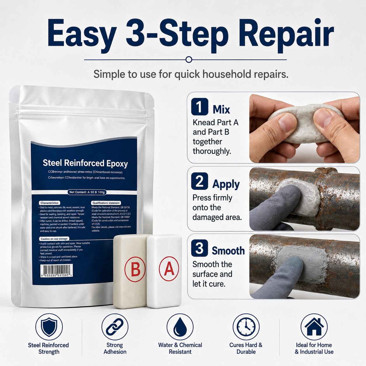 ✨SAVE 50% NOW Steel Reinforced Epoxy Repair Putty — Universal Glue for Metal, Wood, Plastic