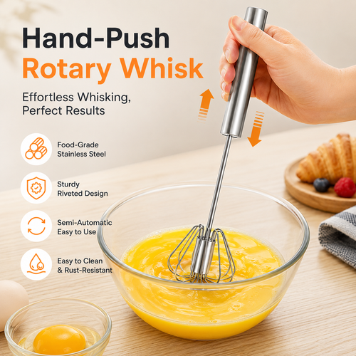 🔥Stainless Steel Hand-Push Rotary Whisk