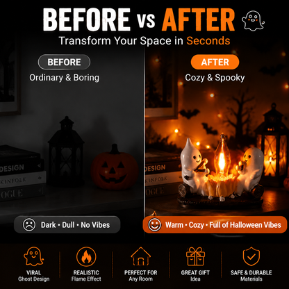 ✨👻 Viral Ghost Night Light – Halloween Flame Effect LED Ambient Lamp for Cozy Spooky Home Decor & Seasonal Decoration