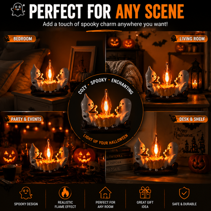 ✨👻 Viral Ghost Night Light – Halloween Flame Effect LED Ambient Lamp for Cozy Spooky Home Decor & Seasonal Decoration