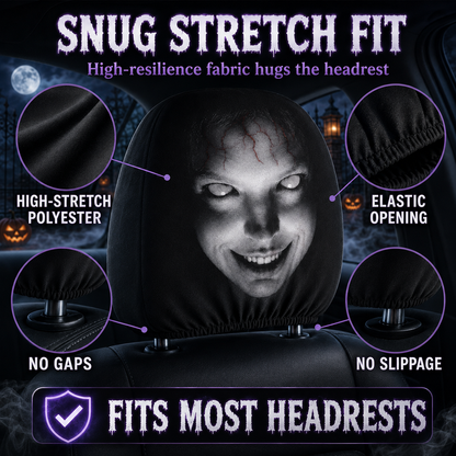 👻 Glowing-Eye Ghost Car Headrest Covers – Universal Scary Seat Protectors
