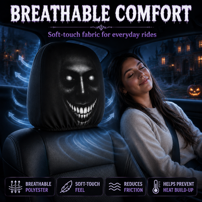 👻 Glowing-Eye Ghost Car Headrest Covers – Universal Scary Seat Protectors