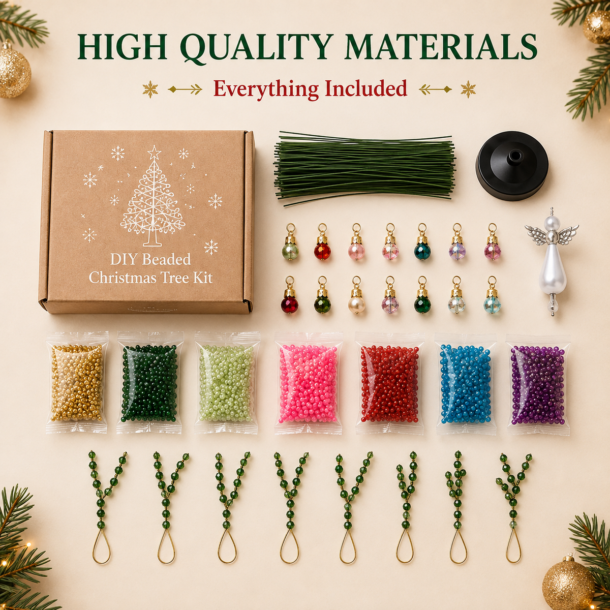 🌟 50% OFF Beaded Christmas Tree DIY Kit 🎄 Make Your Own Festive Keepsake This Holiday