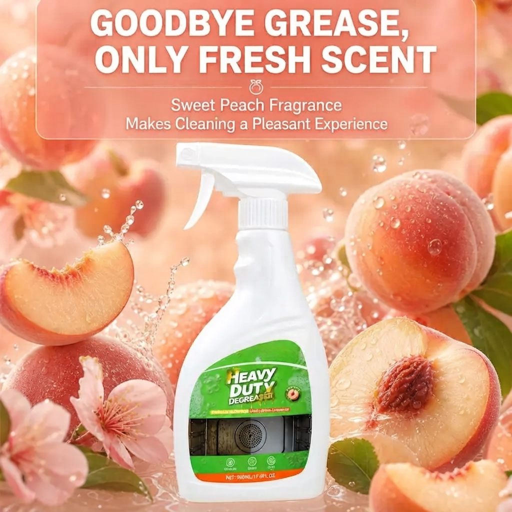 🍑 Heavy Duty Range Hood Cleaner Spray – Kitchen Grease Remover for Hood Filters, Stovetops, Backsplash & Stainless Steel