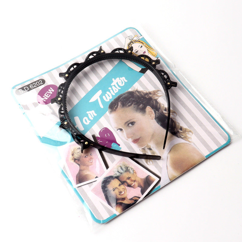 2PCS Hair Styling Headband with Built-In Clips