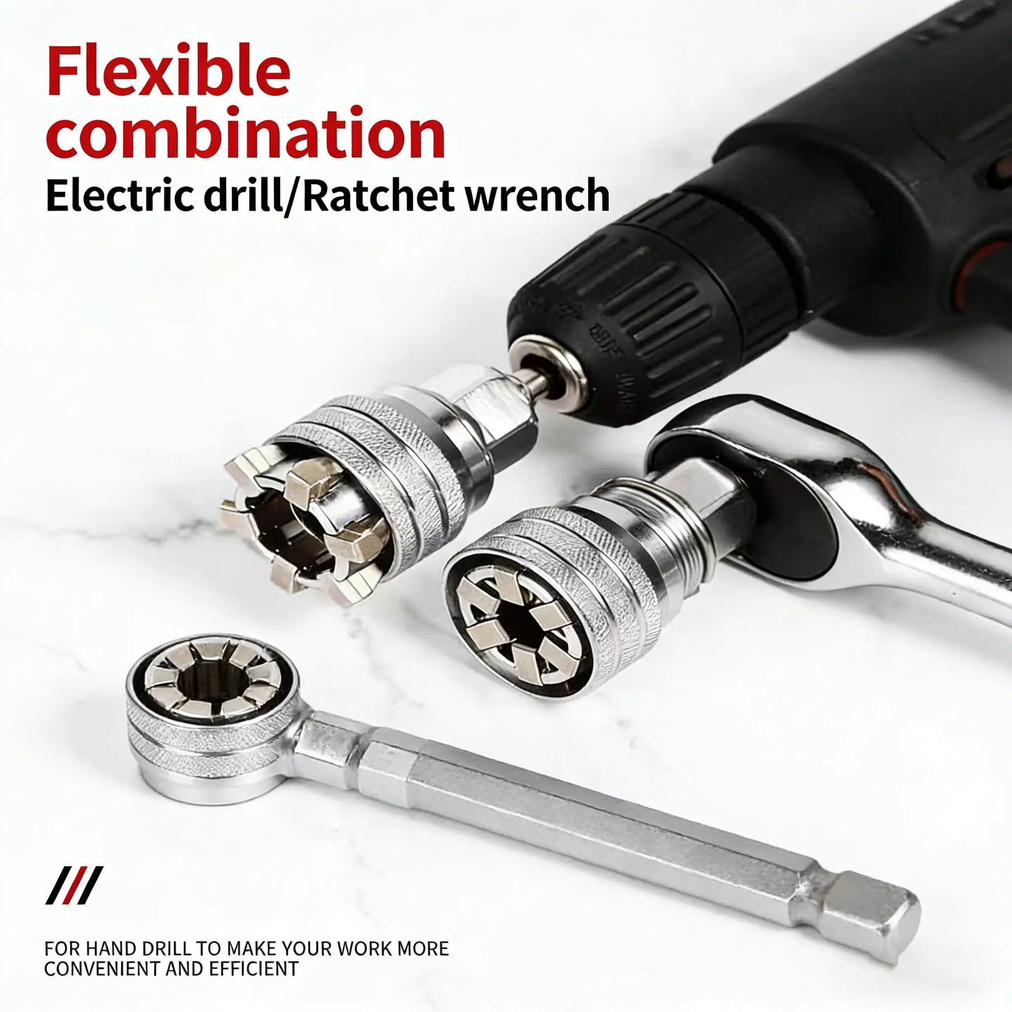 🔥 Universal Socket Wrench™                     One Tool Replaces 30+ Sockets        Adjustable Universal Socket Tool for Ratchets, Torque Wrenches & Power Drills