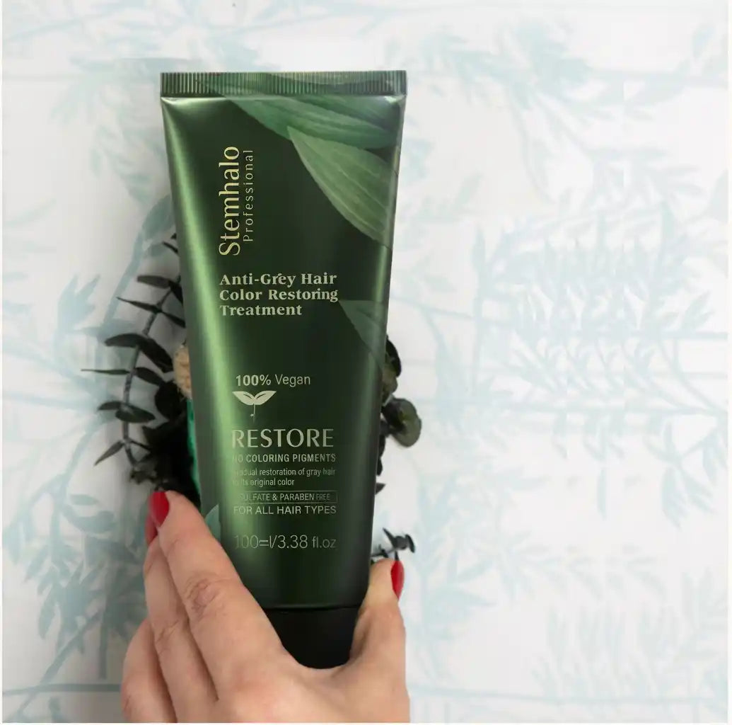 Stemhalo Anti Grey Restoring Treatment | Reverse Greys, Repair Dry Hair & Grow New Dark Hair