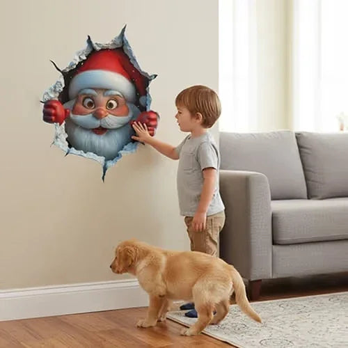 🎅 3D Santa Christmas Wall Decal | Festive Holiday Decor