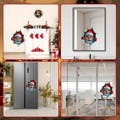 🎅 3D Santa Christmas Wall Decal | Festive Holiday Decor